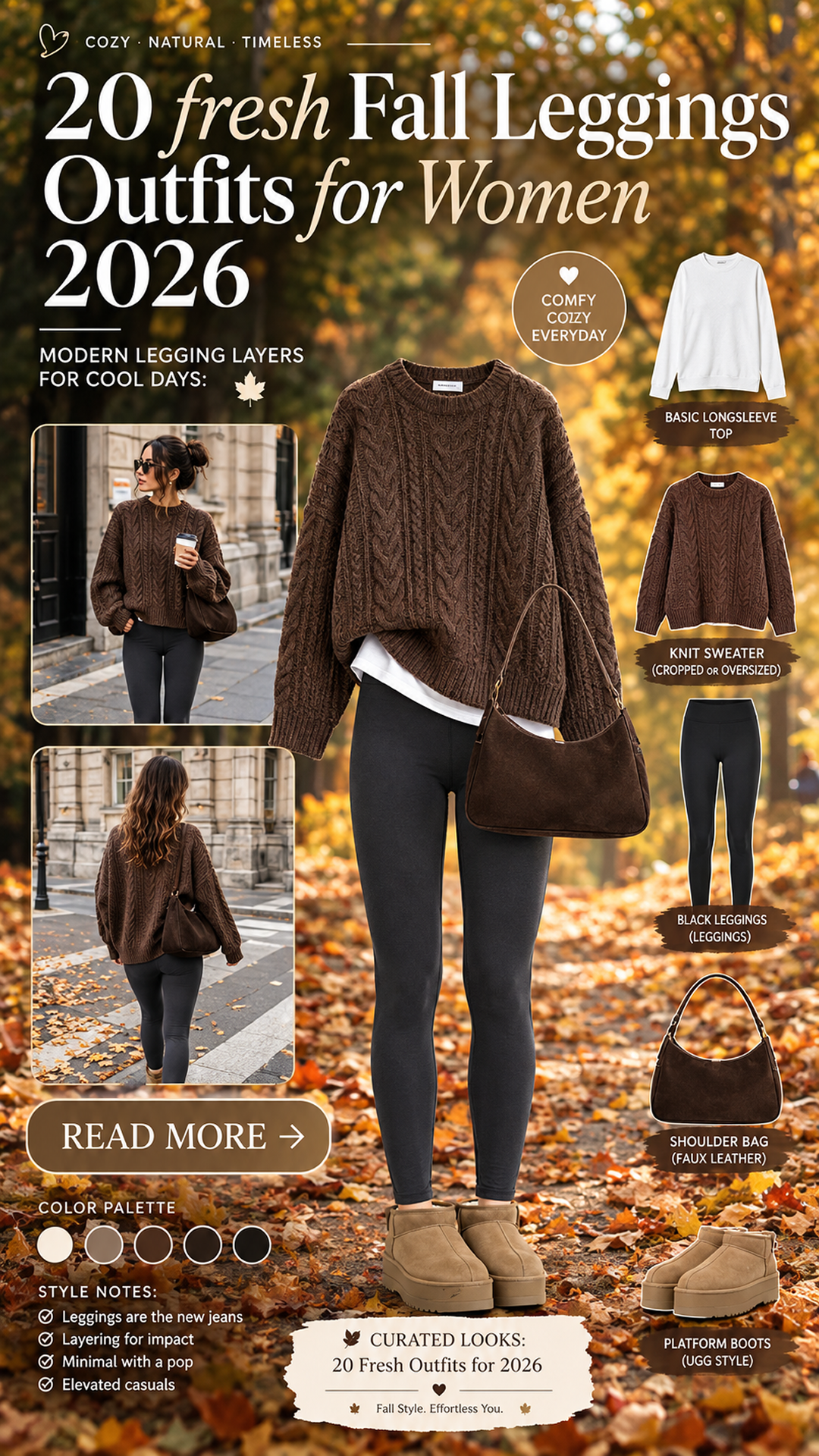 20 Fall Leggings Outfits for Women 2026 | Cute, Cozy & Stylish Leggings Outfit Ideas for Fall