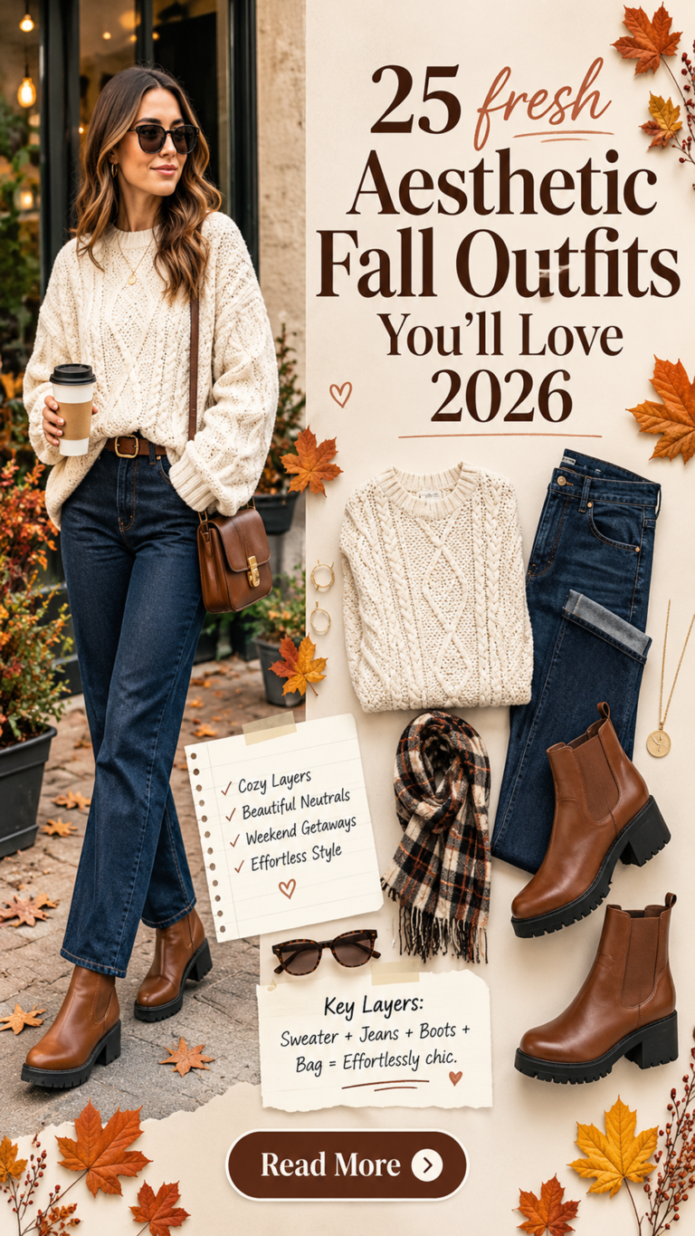 25 Aesthetic Fall Outfits You’ll Love 2026 | Cozy & Trendy Fall Outfit Inspo