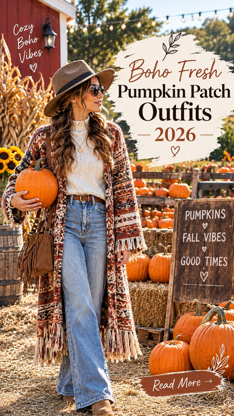 25 Boho Pumpkin Patch Outfits 2026 | Flowy Dresses & Western Boots Style