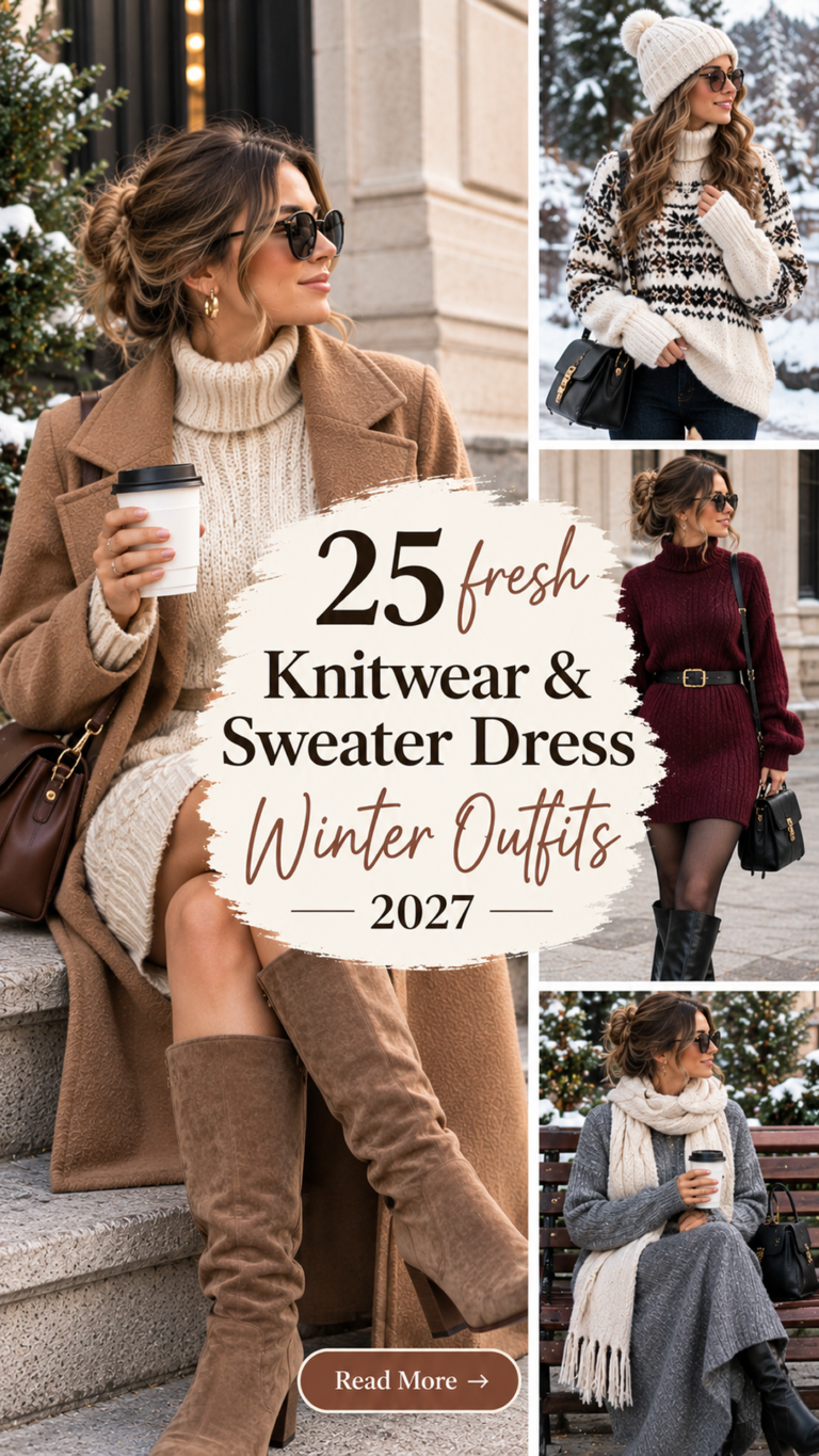 25 Knitwear & Sweater Dress Winter Outfits 2027 | Cozy One-Piece Wonders