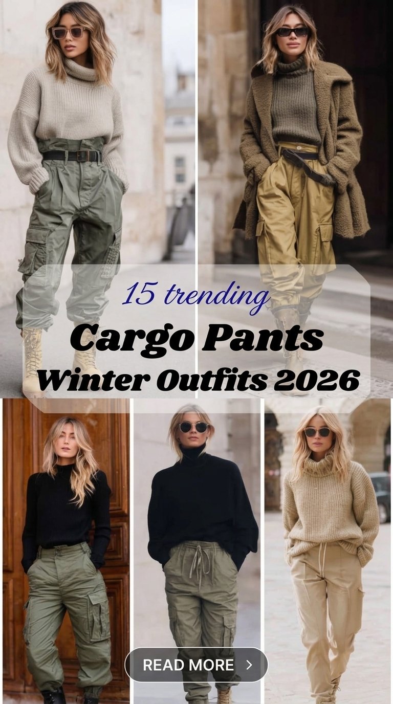 15 Cargo Pants Winter Outfits 2026 | Streetwear & Utility Style Trends