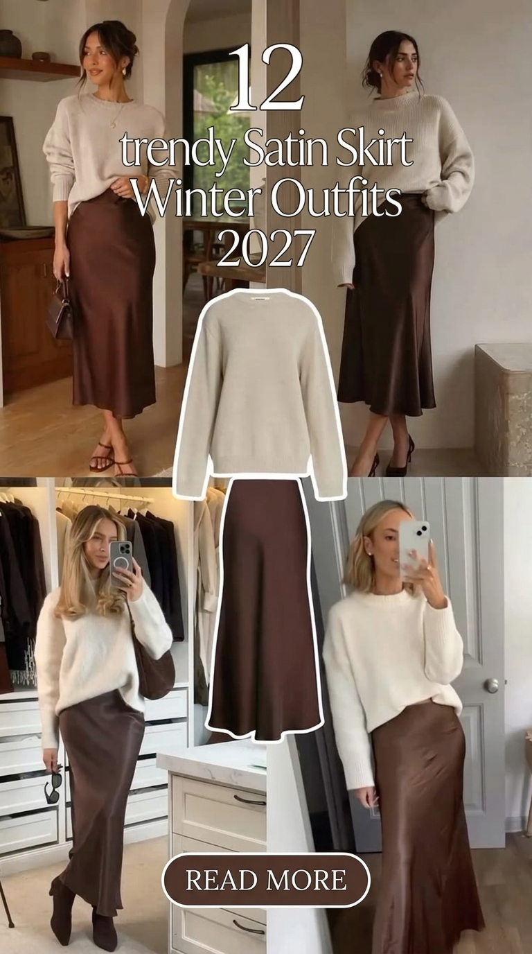 12 Satin Skirt Winter Outfits 2027 | Mixing Textures for a Luxe Look