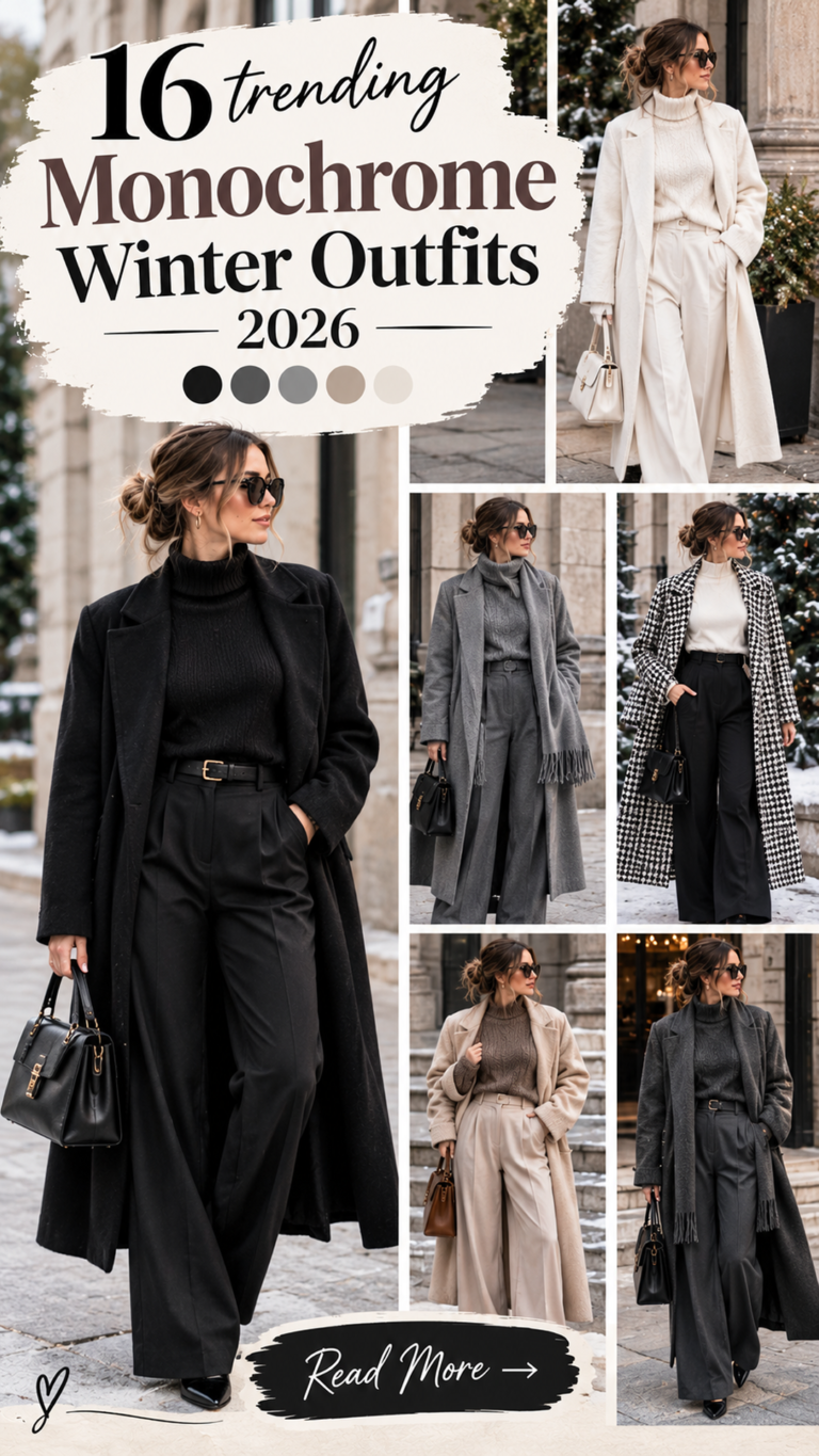 16 Monochrome Winter Outfits 2026 | All-Black & All-Beige Styling Tips